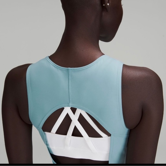 Lululemon Everlux Short-lined Tennis Tank Dress 6” aqua blue size 2, NWT - Picture 2 of 8